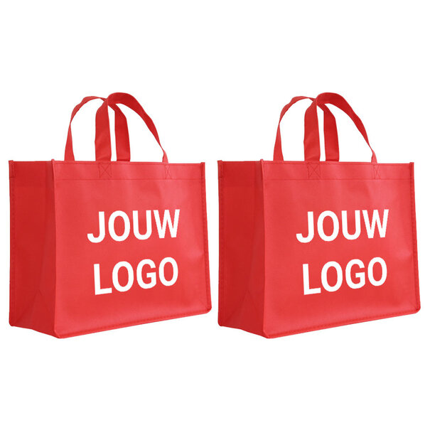 Spoedlevering: Levertijd ca. 7 werkdagen Shopper bedrukken Rood non woven 32x12x25cm - Spoed