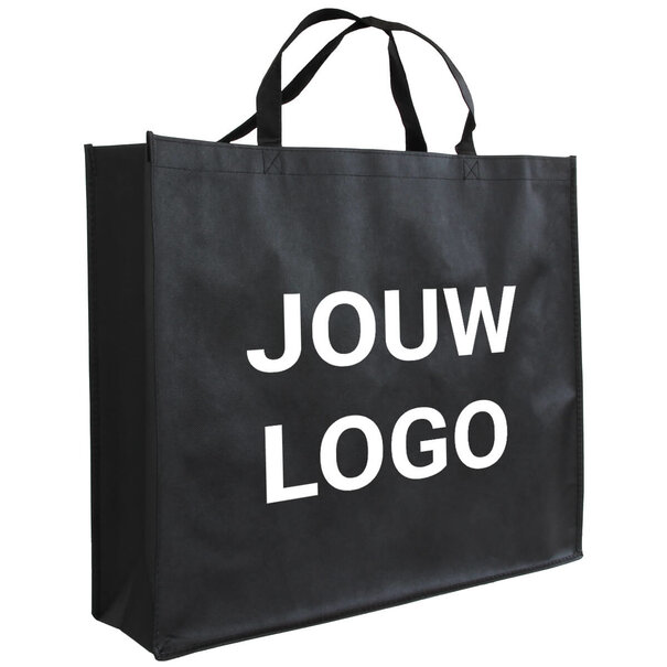 Spoedlevering: Levertijd ca. 7 werkdagen Shopper bedrukken Zwart non woven 54x14x45cm - Spoed