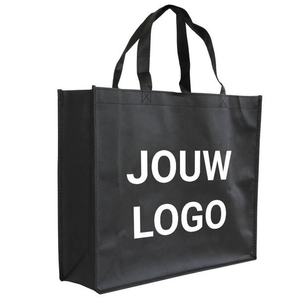 Spoedlevering: Levertijd ca. 7 werkdagen Shopper bedrukken Zwart non woven 42x12x35cm - Spoed