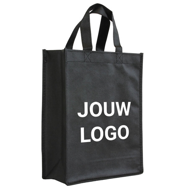 Levertijd ca.10 werkdagen Shopper bedrukken Zwart non woven 24x10x30cm - Spoed