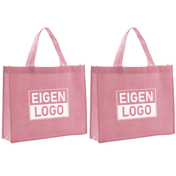 Spoedlevering: Levertijd ca. 7 werkdagen Shopper bedrukken Roze non woven 42x12x35cm - Spoed