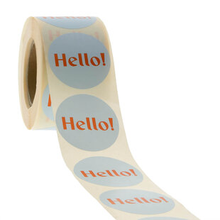 500x sticker 'Hello' Blauw-Oranje 40mm