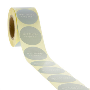 500x sticker 'Met liefde verpakt' Blauw 40mm