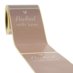 100x sluitsticker 'Packed With Love' Roze