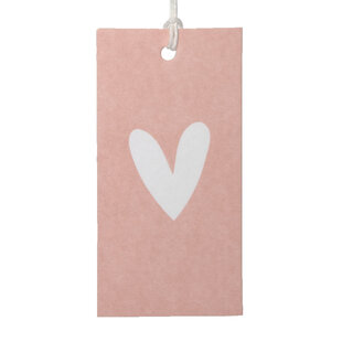 50x Cadeaulabels Hartje Roze-Wit