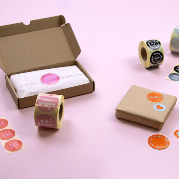 Levering uit voorraad 500x sticker 'Met liefde verpakt' Blauw 40mm