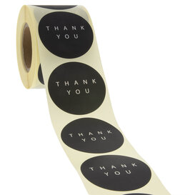 500x sticker 'Thank You' Zwart 50mm
