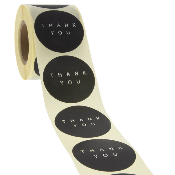 Levering uit voorraad 500x sticker 'Thank You' Zwart 50mm
