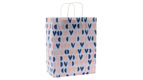 50x papieren tasjes Happy Hearts A4