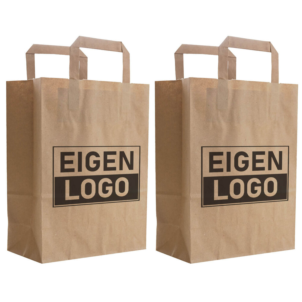 Bedrukte budget papieren tas 22x12x29cm Rotim Verpakkingen you carry we care