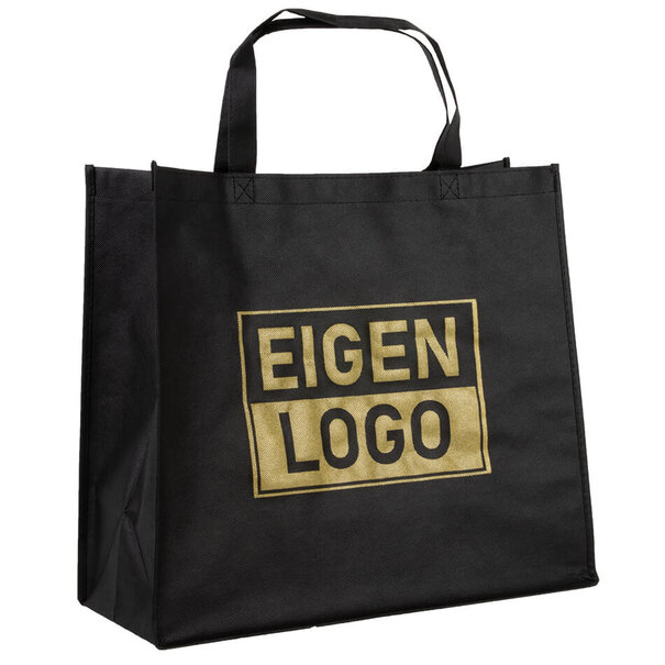 Spoedlevering: Levertijd ca. 7 werkdagen Shopper bedrukken Zwart non woven 45x20x40cm - Spoed