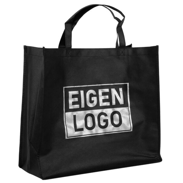 Spoedlevering: Levertijd ca. 7 werkdagen Shopper bedrukken Zwart non woven 45x20x40cm - Spoed