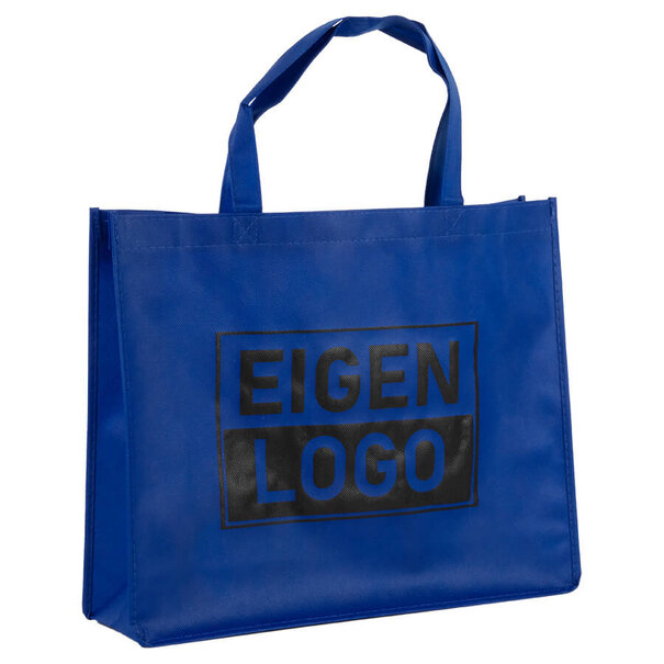 Spoedlevering: Levertijd ca. 7 werkdagen Shopper bedrukken Dark Blue non woven 42x12x35cm - Spoed