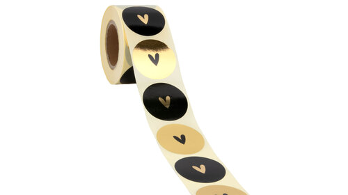 500x sticker 'Hart' assorti Goud-Zwart 40mm
