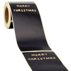 100x sluitsticker 'Merry Christmas' Zwart-Goud