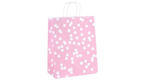 50x papieren tasjes Dots Roze A4