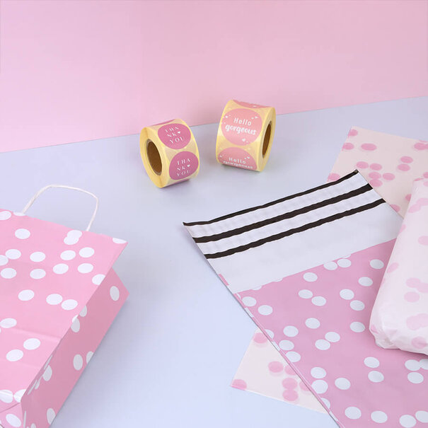 Levering uit voorraad 100x verzendzakken Dots Roze Medium