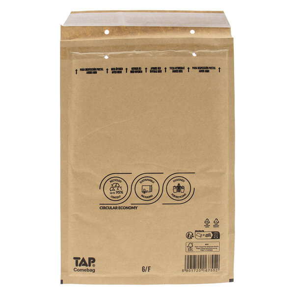 Levering uit voorraad 100x bubbel envelop F Bruin binnenmaat 22x33cm