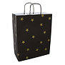 50x papieren tasjes Black Stars Gold A4