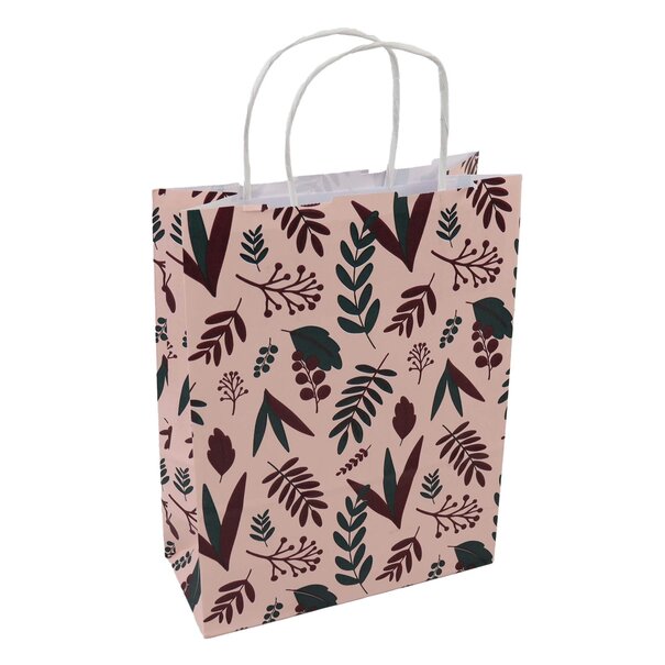 Levering uit voorraad 50x papieren tasjes Botanic Pink A5