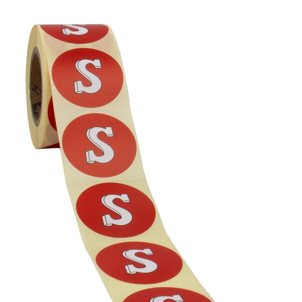 Levering uit voorraad 500x  Sticker Sint 'Letter S' 40mm