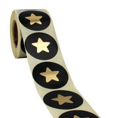 500x Sticker 'Star' Zwart-Goud 50mm