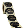 500x Sticker 'Merry Christmas' Zwart-Goud 50mm