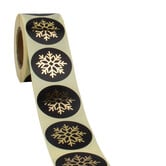 500x  Sticker 'Snowflake' Zwart-Goud 40mm