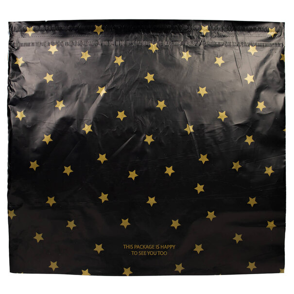 Levering uit voorraad 100x verzendzakken Black Stars Gold XL