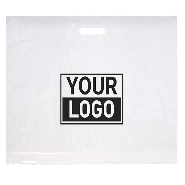 Levertijd ca.10 werkdagen Plastic tassen bedrukken 60x51+2x4cm wit