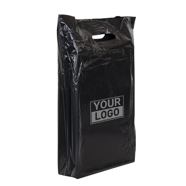 Levertijd ca.10 werkdagen Plastic tassen bedrukken 37x44+2x4cm Zwart