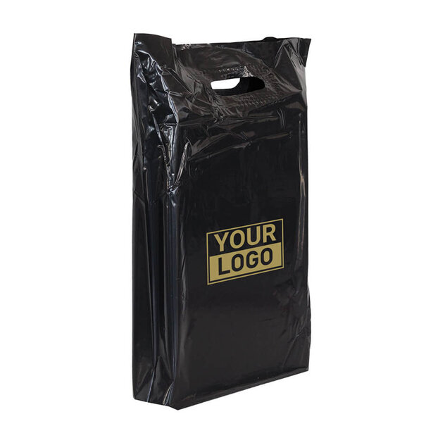 Levertijd ca.10 werkdagen Plastic tassen bedrukken 37x44+2x4cm Zwart