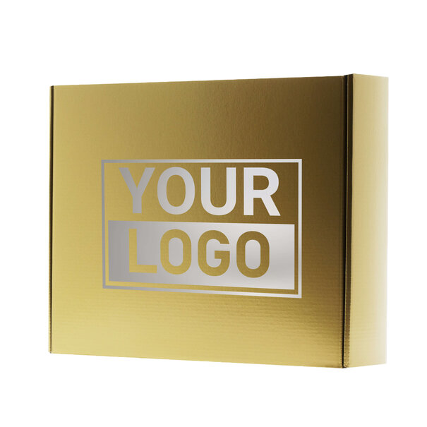 Levertijd ca.10 werkdagen Postdozen bedrukken Goud 350x280x80mm