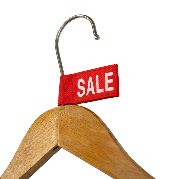 Levering uit voorraad 50x Kledinglabel 3x6cm - SALE rood
