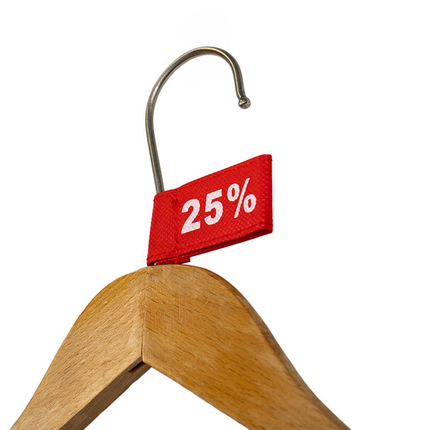 Levering uit voorraad 50x Kledinglabel 3x6cm - 25% rood