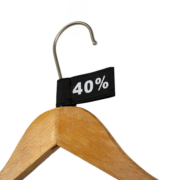 Levering uit voorraad 50x Kledinglabel 3x6cm - 40% zwart