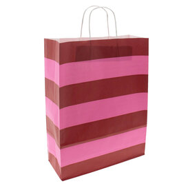 50x papieren tasjes Stripes Pink A3