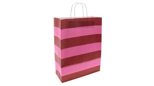50x papieren tasjes Stripes Pink A3