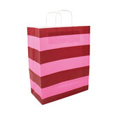 50x papieren tasjes  Stripes Pink A4