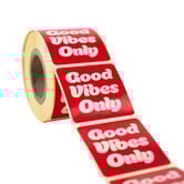 500x sticker 'Good vibes only' assorti Roze-Rood 50mm