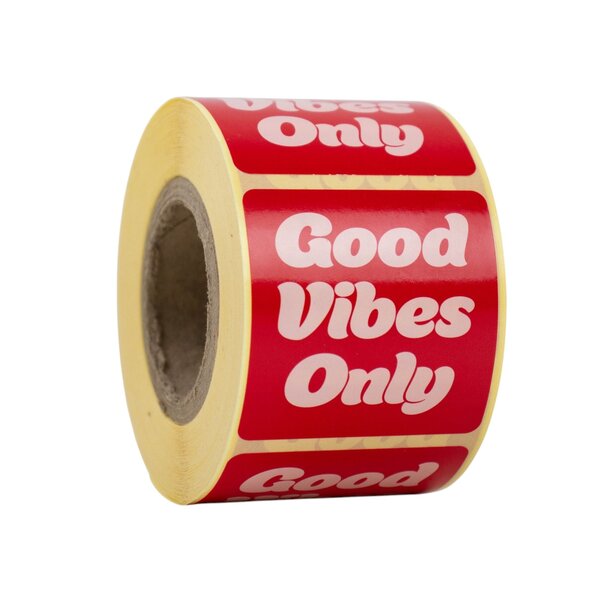 Levering uit voorraad 500x sticker 'Good vibes only' assorti Roze-Rood 50mm
