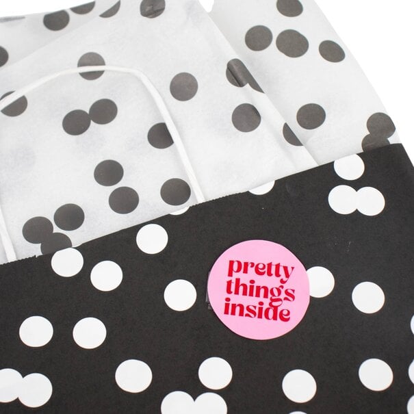 Levering uit voorraad 500x sticker 'Pretty things inside' assorti Rood-Roze 50mm