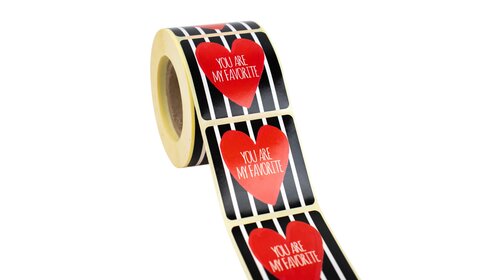 500x sticker 'You are my favorite' Rood-Zwart-Wit 50mm