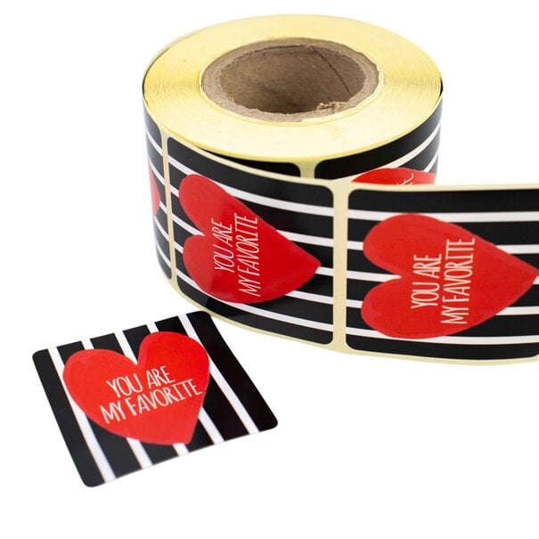 Levering uit voorraad 500x sticker 'You are my favorite' Rood-Zwart-Wit 50mm