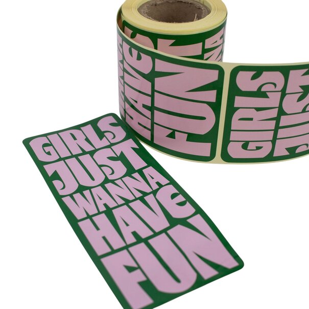Levering uit voorraad 100x sluitsticker 'Girls Just wanna have fun' Roze