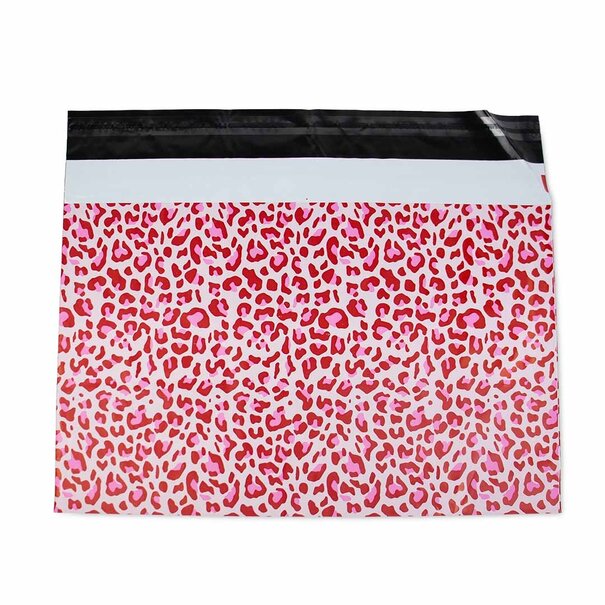 Levering uit voorraad 100x verzendzakken Leopard Pink Large