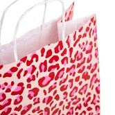 50x papieren tasjes Leopard Pink A5
