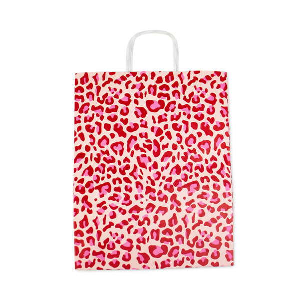 Levering uit voorraad 50x papieren tasjes Leopard Pink A4