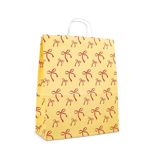 50x papieren tasjes Bows Yellow A4