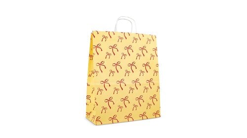 50x papieren tasjes Bows Yellow A4